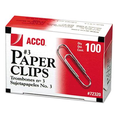 View larger image of Paper Clips, #3, Smooth, Silver, 100 Clips/Box, 10 Boxes/Pack