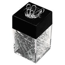 Paper Clips with (1) Magnetic-Top Desktop Dispenser, #2, Smooth, Silver, 100 Clips/Pack, 12 Packs/Box