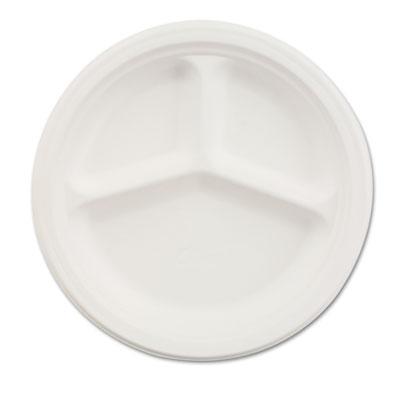 View larger image of Paper Dinnerware, 3-Comp Plate, 10 1/4" dia, White, 500/Carton