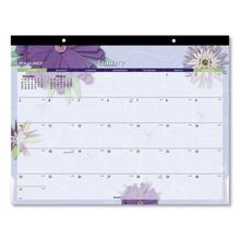 Paper Flowers Desk Pad, Floral Artwork, 22 x 17, Black Binding, Clear Corners, 12-Month (Jan to Dec): 2024