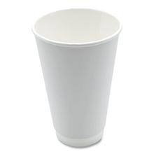 Paper Hot Cups, Double-Walled, 16 oz, White, 25/Pack