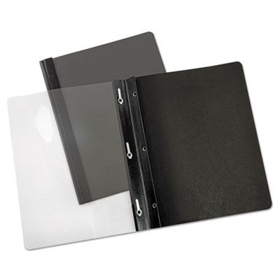View larger image of Clear Front Report Cover With Fasteners, Three-Prong Fastener, 0.5" Capacity, 8.5 X 11, Clear/black, 25/box
