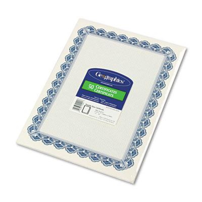 View larger image of Archival Quality Parchment Paper Certificates, 11 X 8.5, Horizontal Orientation, Blue With Blue Royalty Border, 50/pack