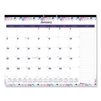 View larger image of Passion Monthly Deskpad Calendar, Floral Artwork, 22 x 17, White/Multicolor Sheets, Black Binding, 12-Month (Jan-Dec): 2024