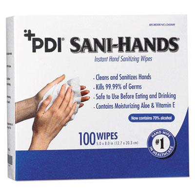 View larger image of PDI Sani-Hands Instant Hand Sanitizing Wipes, 1-Ply, 8 x 5, White, 1,000/Carton