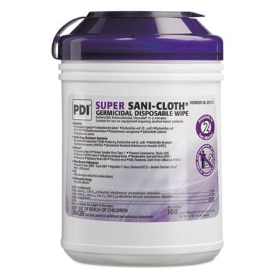 View larger image of Super Sani-Cloth Germicidal Disposable Wipes, 1-Ply, 6 x 6.75, Unscented, White, 160/Canister, 12 Canisters/Carton