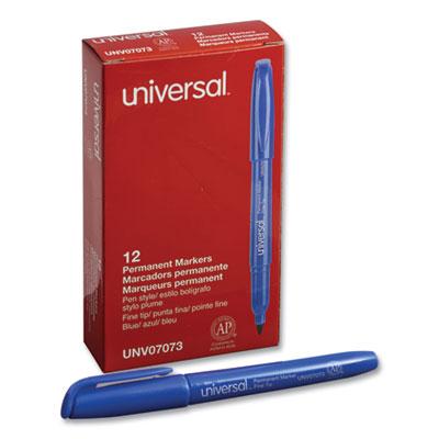 View larger image of Pen-Style Permanent Marker, Fine Bullet Tip, Blue, Dozen
