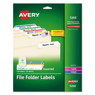 View larger image of Permanent TrueBlock File Folder Labels with Sure Feed Technology, 0.66 x 3.44, White, 30/Sheet, 25 Sheets/Pack