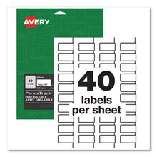 PermaTrack Destructible Asset Tag Labels, Laser Printers, 0.75 x 1.5, White, 40/Sheet, 8 Sheets/Pack