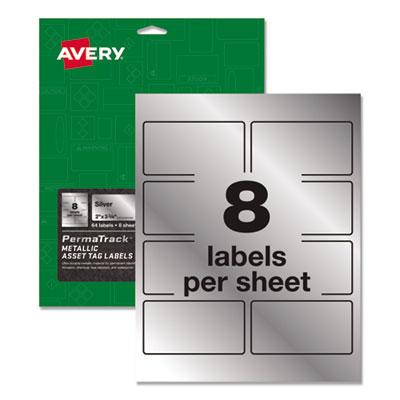 View larger image of PermaTrack Metallic Asset Tag Labels, Laser Printers, 2 x 3.75, Silver, 8/Sheet, 8 Sheets/Pack
