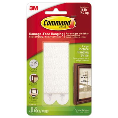 View larger image of Picture Hanging Strips, Removable, Holds Up To 4 Lbs Per Pair, 0.5 X 3.63, White, 4 Pairs/pack
