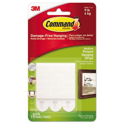 View larger image of Picture Hanging Strips, Removable, Holds Up To 3 Lbs Per Pair, 0.75 X 2.75, White, 3 Pairs/pack