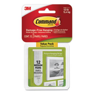 View larger image of Picture Hanging Strips, Value Pack, Medium, Removable, Holds Up To 12 Lbs, 0.75 X 2.75, White, 12 Pairs/pack