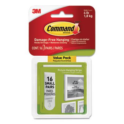 View larger image of Picture Hanging Strips, Value Pack, Small, Removable, Holds Up To 4 Lbs, 0.63 X 1.81, White, 16 Pairs/pack