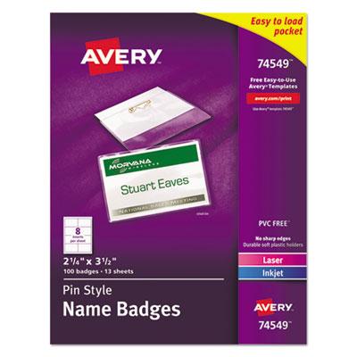 View larger image of Pin-Style Badge Holder with Laser/Inkjet Insert, Top Load, 3.5 x 2.25, White, 100/Box