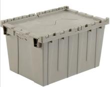Plastic Attached Lid Shipping & Storage Container 25-1/4x16-1/4x13-3/4 Gray