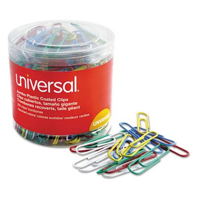 View larger image of Plastic-Coated Paper Clips with One-Compartment Dispenser Tub, Jumbo, Assorted Colors, 250/Pack