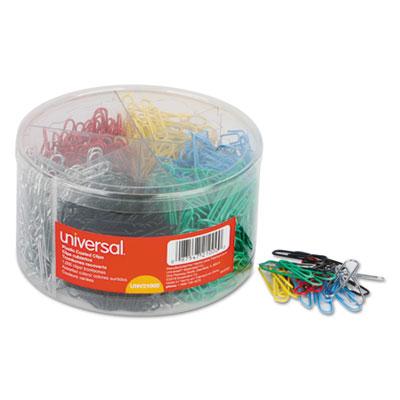 View larger image of Plastic-Coated Paper Clips with Six-Compartment Dispenser Tub, #3, Assorted Colors, 1,000/Pack
