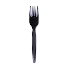 Plastic Cutlery, Heavy Mediumweight Forks, Black, 1,000/Carton