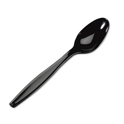 View larger image of Plastic Cutlery, Heavyweight Teaspoons, Black, 1,000/Carton
