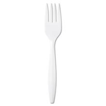 Plastic Cutlery, Mediumweight Forks, White, 1,000/Carton