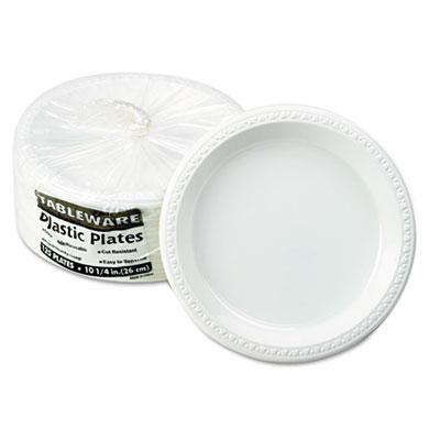 View larger image of Plastic Dinnerware, Plates, 10 1/4" dia, White, 125/Pack