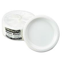Plastic Dinnerware, Plates, 10 1/4" dia, White, 125/Pack