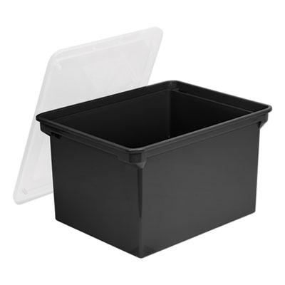 View larger image of Plastic File Tote, Letter/Legal Files, 18.5" x 14.25" x 10.88", Black/Clear