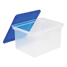 Plastic File Tote, Letter/Legal Files, 18.5" x 14.25" x 10.88", Clear/Blue