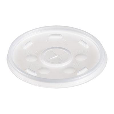 View larger image of Plastic Lids for Foam Cups, Bowls and Containers, Flat with Straw Slot, Fits 6-14 oz, Translucent, 100/Pack, 10 Packs/Carton