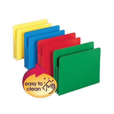View larger image of Poly Drop Front File Pockets, 3.5" Expansion, 4 Sections, Letter Size, Assorted, 4/Box
