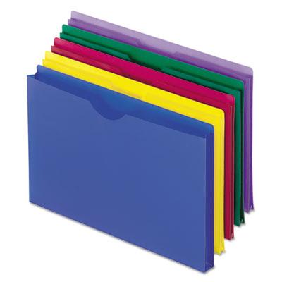 View larger image of Poly File Jackets, Straight Tab, Legal Size, Assorted Colors, 5/Pack
