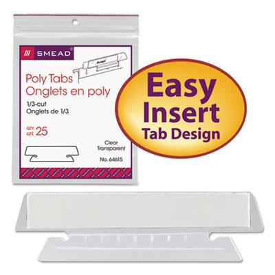 View larger image of Poly Index Tabs and Inserts For Hanging File Folders, 1/3-Cut, White/Clear, 3.5" Wide, 25/Pack