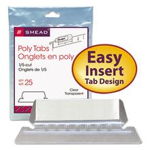 Poly Index Tabs and Inserts For Hanging File Folders, 1/5-Cut, White/Clear, 2.25" Wide, 25/Pack