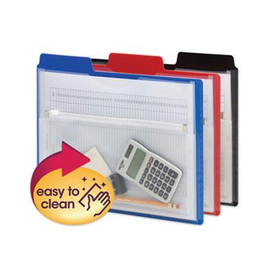 View larger image of Poly Project Organizer with Zip Pouch, 2-Sections, 1/3-Cut Tab, Letter Size, Assorted Colors, 3/Pack