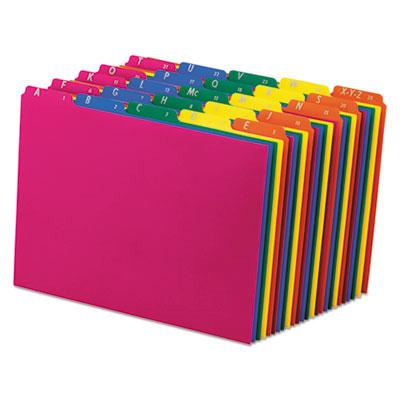View larger image of Poly Top Tab File Guides, 1/5-Cut Top Tab, A to Z, 8.5 x 11, Assorted Colors, 25/Set