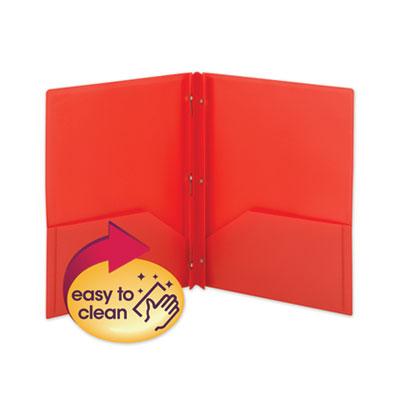 View larger image of Poly Two-Pocket Folder With Fasteners, 180-Sheet Capacity, 11 X 8.5, Red, 25/box