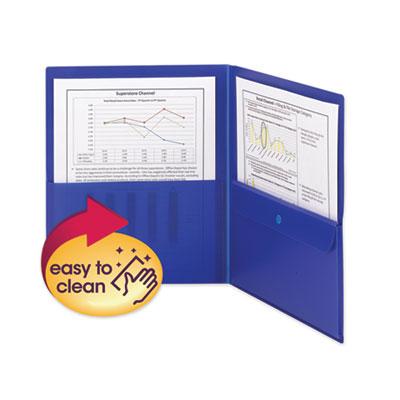 View larger image of Poly Two-Pocket Folder With Security Pocket, 11 X 8 1/2, Blue, 5/pack