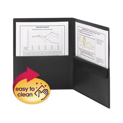 View larger image of Poly Two-Pocket Folder With Snap Closure Security Pocket, 100-Sheet Capacity, 11 X 8.5, Black, 5/pack