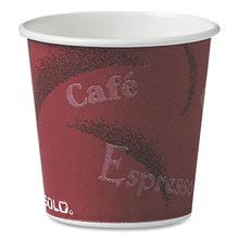 Single-Sided Poly Paper Hot Cups, 4 oz, Bistro Design, 50/Pack, 20 Pack/Carton