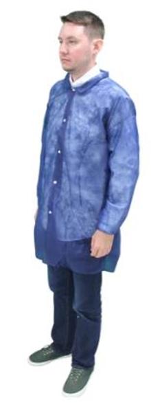 PolyLite Disposable Blue Lab Coats No Pockets -Elastic Wrists, 3X-Large, 30/Case