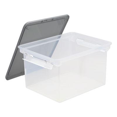 View larger image of Portable File Tote with Locking Handles, Letter/Legal Files, 18.5" x 14.25" x 10.88", Clear/Silver