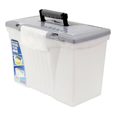 View larger image of Portable Letter/Legal Filebox with Organizer Lid, Letter/Legal Files, 14.5" x 10.5" x 12", Clear/Silver