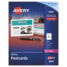 Postcards for Laser Printers, 4 1/4 x 5 1/2, Uncoated White, 4/Sheet, 200/Box