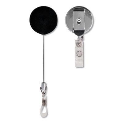 View larger image of Premier Heavy-Duty Retractable ID Card Reel, 24" Extension, Black/Silver, 12/Box