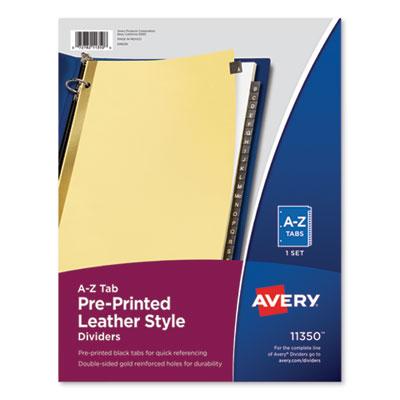View larger image of Preprinted Black Leather Tab Dividers w/Gold Reinforced Edge, 25-Tab, A to Z, 11 x 8.5, Buff, 1 Set