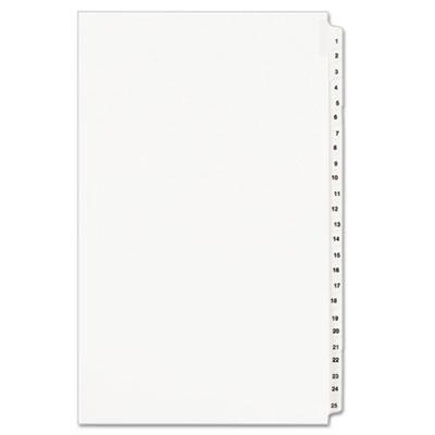 View larger image of Preprinted Legal Exhibit Side Tab Index Dividers, Avery Style, 25-Tab, 1 to 25, 14 x 8.5, White, 1 Set, (1430)