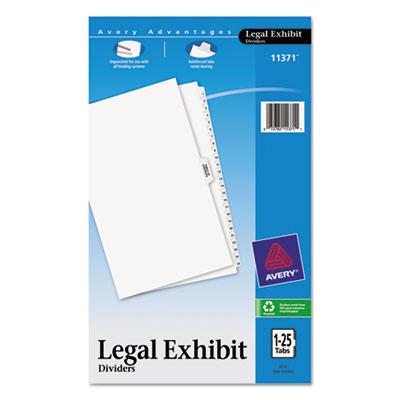View larger image of Preprinted Legal Exhibit Side Tab Index Dividers, Avery Style, 26-Tab, 1 to 25, 14 x 8.5, White, 1 Set
