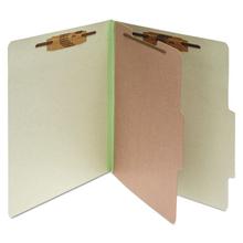 Pressboard Classification Folders, 2" Expansion, 1 Divider, 4 Fasteners, Letter Size, Leaf Green Exterior, 10/Box