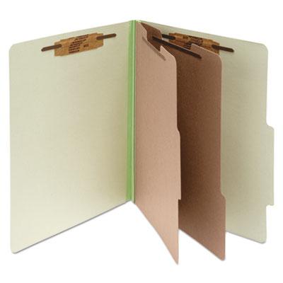 View larger image of Pressboard Classification Folders, 3" Expansion, 2 Dividers, 6 Fasteners, Legal Size, Leaf Green Exterior, 10/Box